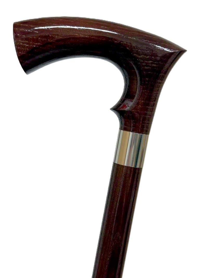 Dr. Watson Classic Duke Walking Stick â€“ Handcrafted Ash Wood Cane with Polished Stainless Steel Collar (Wenge)